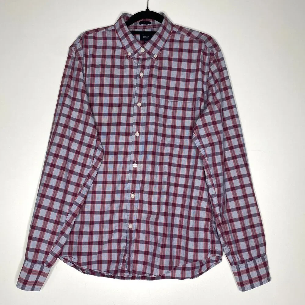 J. Crew Plaid Slim Fit Button Down Long Sleeve Shirt Men's Size Large